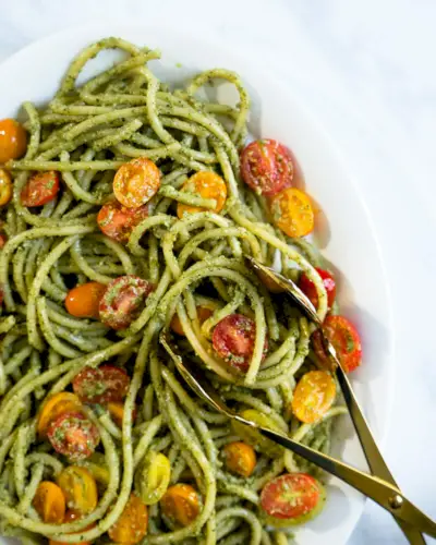 pâtes végétaliennes au pesto