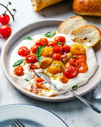 Confit de tomate passo 3: Sirva. Se desejar, sirva com molho de iogurte tahine.