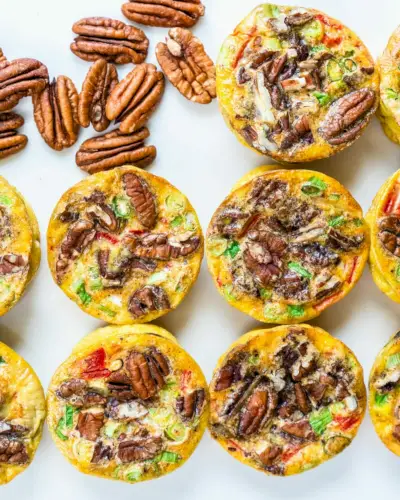 Mini frittatas aux pacanes et aux légumes