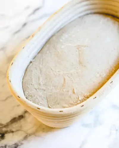 pão de massa fermentada em banneton