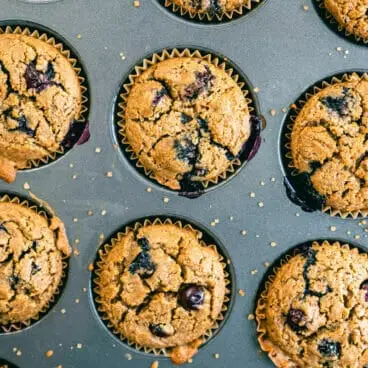 Muffins de banana e mirtilo