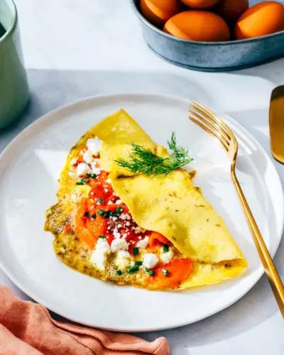 Omelette au saumon fumé