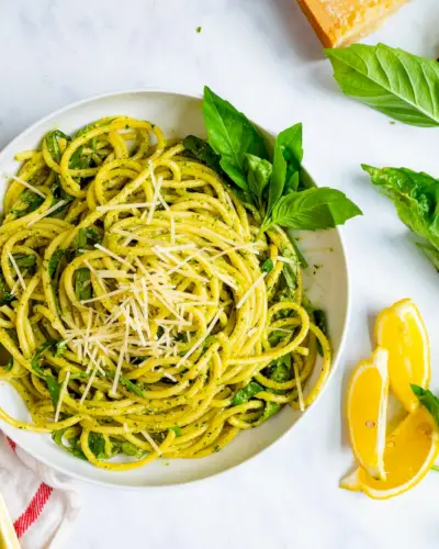 Spaghettis au pesto