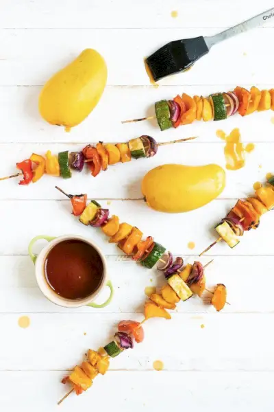 Espetos De Manga Teriyaki Grelhados