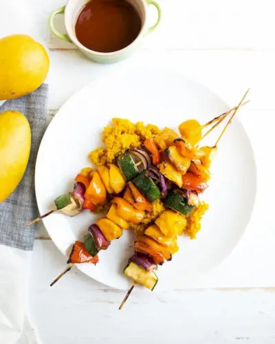 Espetos De Manga Teriyaki Grelhados