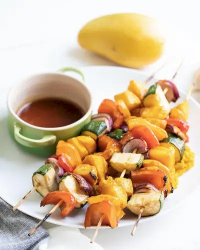 Espetos De Manga Teriyaki Grelhados