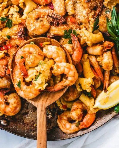 Pâtes aux crevettes cajun