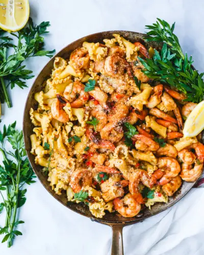 Pâtes aux crevettes cajun