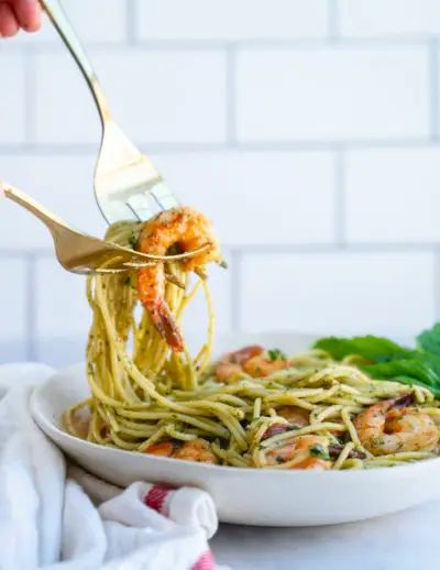 Garnelen-Pesto-Nudeln