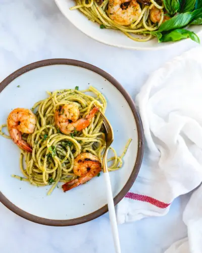 Garnelen-Pesto-Nudeln