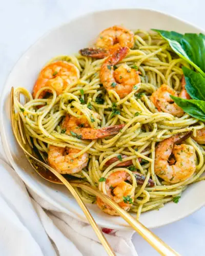Garnelen-Pesto-Nudeln