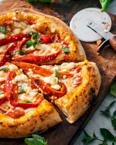 Pizza mit roter Paprika