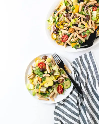 Salada de macarrão italiana | salada de macarrão vegana