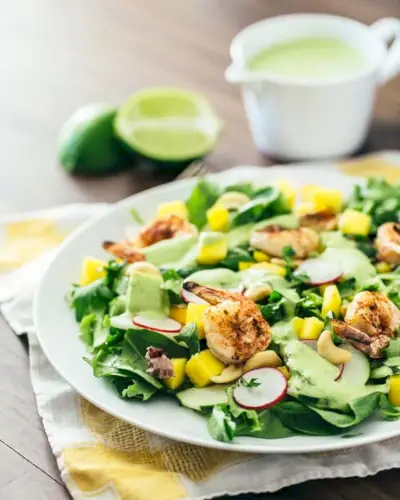 Salada de Camarão Grelhado com Manga