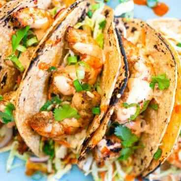 Tacos de camarão grelhado