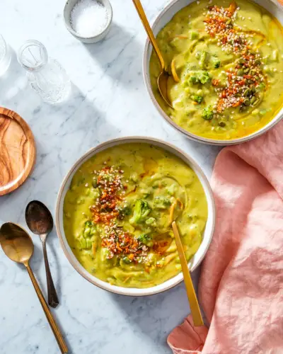 Zuppa vegana di broccoli e cheddar