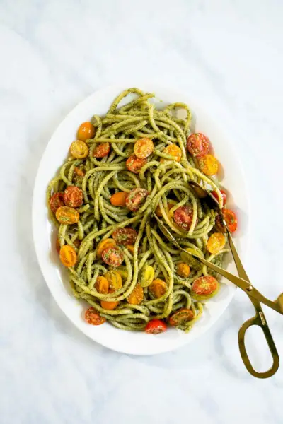 Pâtes végétaliennes au pesto
