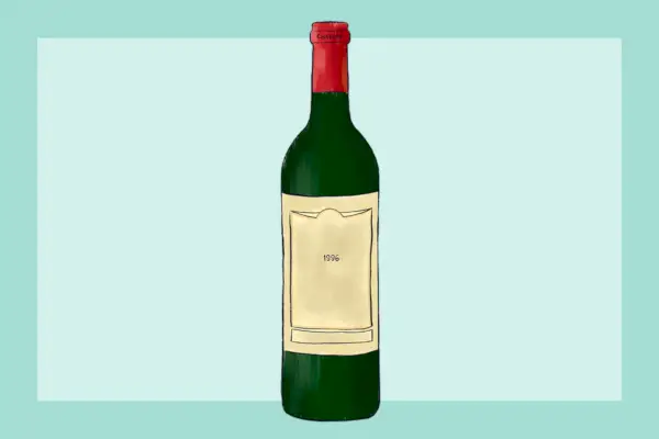 Standardowa butelka wina o pojemności 750 ml.