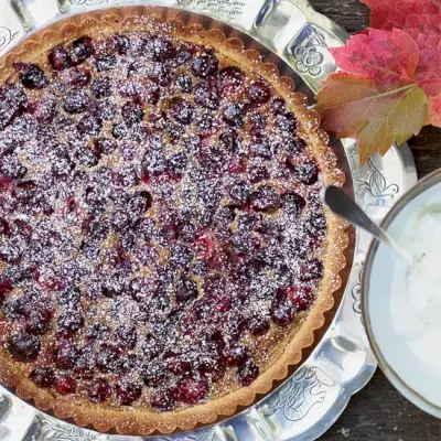 Crostata di zucchero di canna e mirtilli rossi