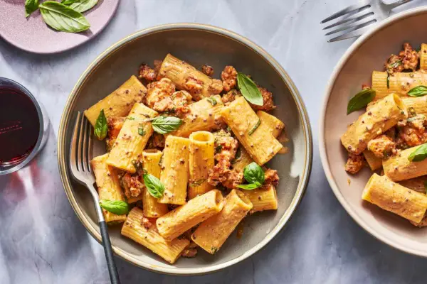 Pasta Salsiccia Con Basilico E Senape