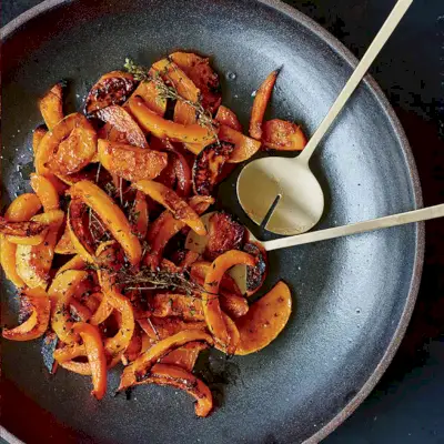 Kabocha Assado com Xarope de Bordo e Gengibre