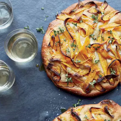 Focaccia mit geröstetem Kürbis