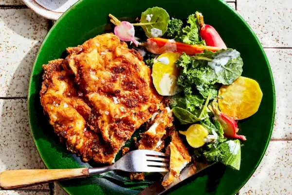 Gebratenes Hähnchen mit Wurzelgemüse-Escabeche