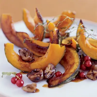 Zucca Arrosto con Castagne e Melograno