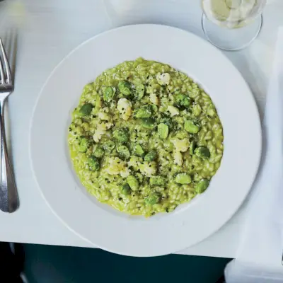 Fava fazolové a květákové rizoto