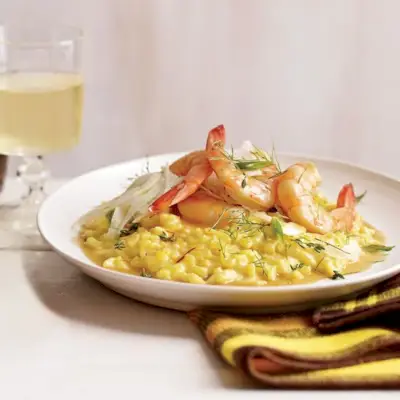Garnelen mit Safranreis und Fenchelsalat