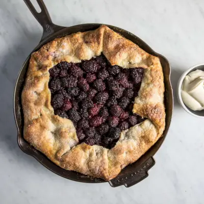 Liatinová černicová galette so šľahaným mascarpone