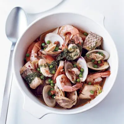 Estofado de mariscos de Liguria