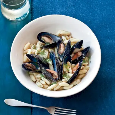 Cavatelli mit Muscheln, Lillet und Dill. Foto © Quentin Bacon