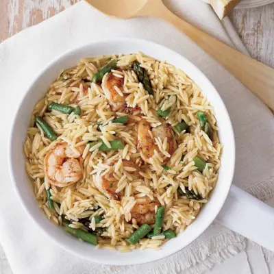 Orzo-Risotto mit Buttergarnelen