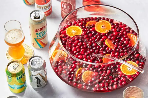 Ponche Espumante de Cranberry e Gengibre com Especiarias Torradas