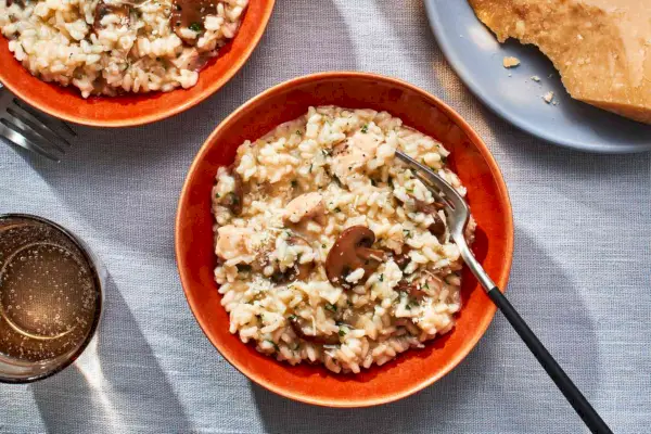 Recept na rizoto s kuřecím masem a houbami
