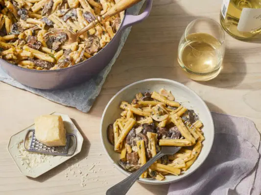 Recette de pâtes au vin blanc dans un pot