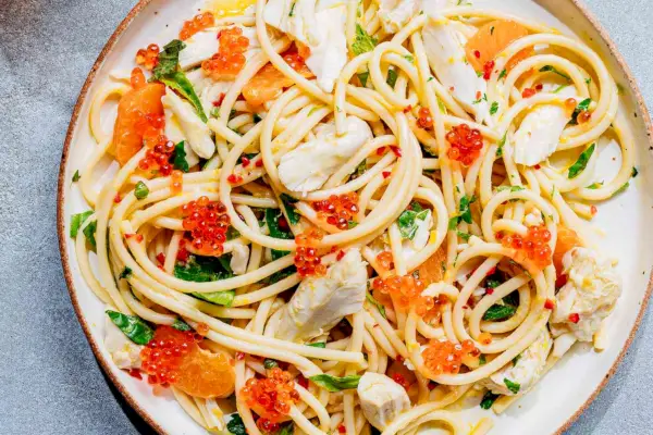 Recette de spaghettis froids au crabe