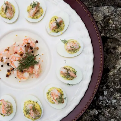 Deviled Eggs s nakladanými krevetami