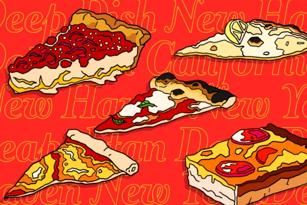 Illustrazione regionale degli stili di pizza