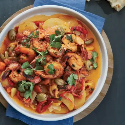 Krevetovo-zeleninové tagine s konzervovaným citronem