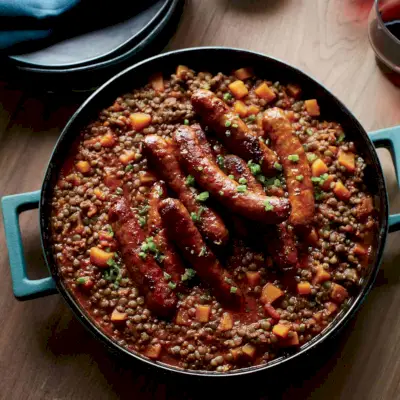 Lenticchie con zucca e salsiccia di Merguez