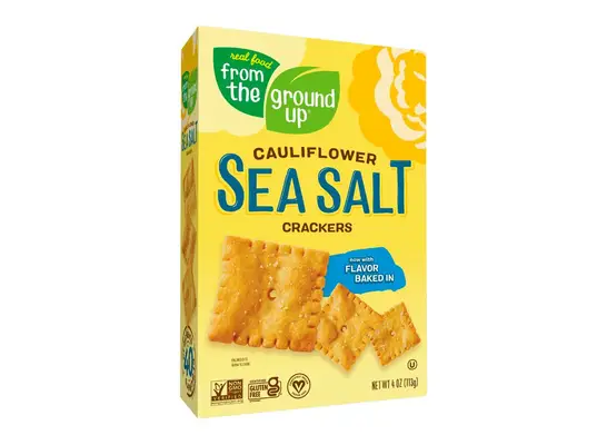 box of From the Ground Up crackers on a white background