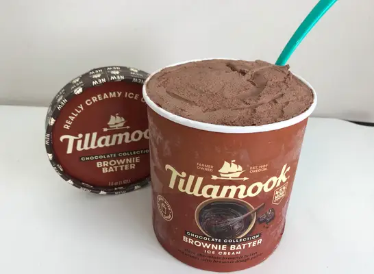 open container of brownie batter ice cream