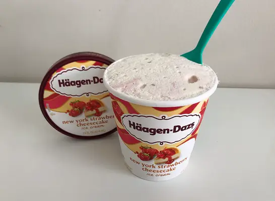 haagen dazs container open with spoon