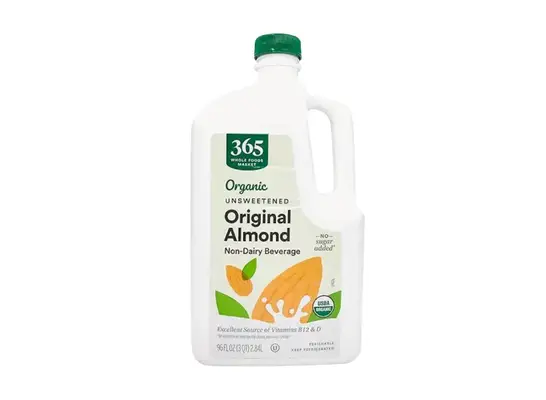 jug of almond milk