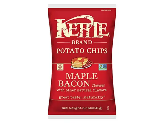 kettle brand maple bacon flavored chips bag