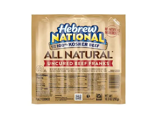 package of hot dogs on a white background