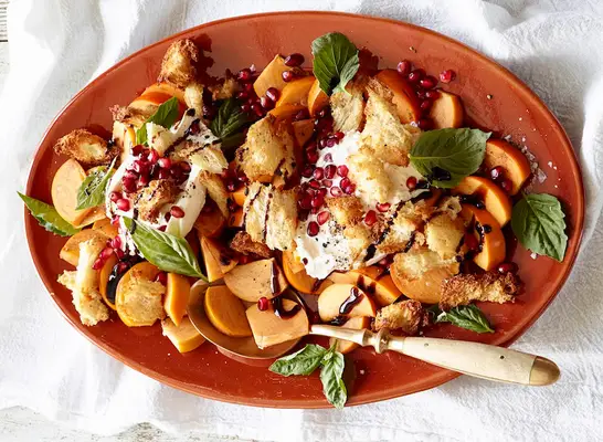 Fall persimmon caprese salad