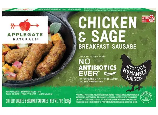 breakfast sausage with eggs and side of fruit
